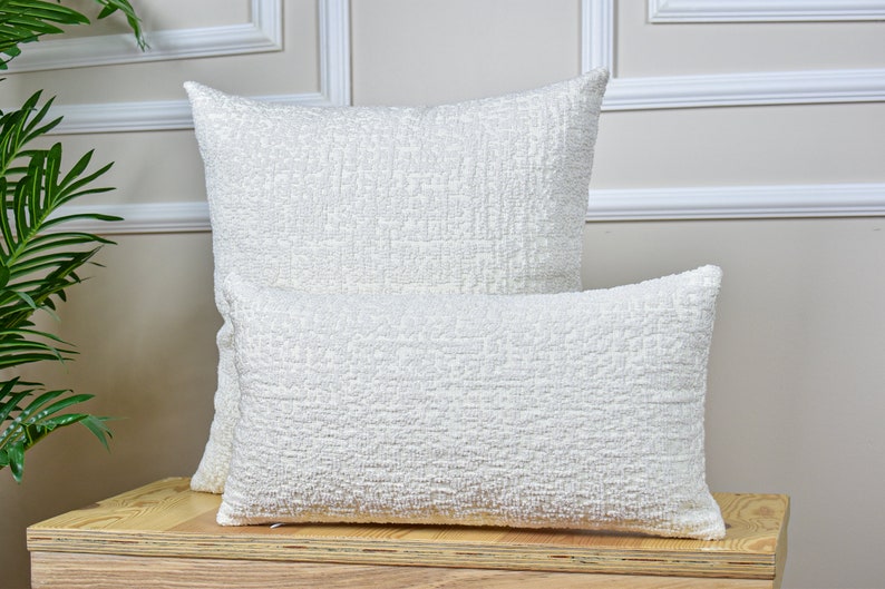 White Woven Linen Throw Pillow Cover, Soft Linen Euro Pillow Sham for Bedroom, Textured Linen Cushion Cover for Sofa, Soft Linen Pillow Case