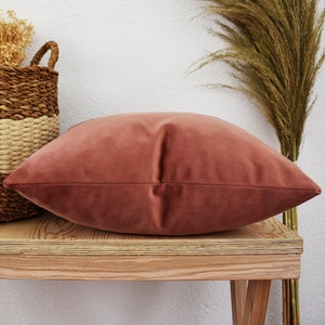 Dusty Rose Velvet Pillow Cover, Handmade Home Decor image 2