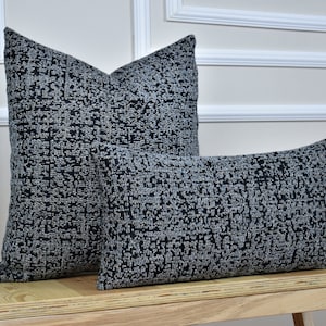 Grey Textured Throw Pillow Cover • Gray Chenille Euro Pillow Sham • Woven Cushion for Living Room • Farmhouse Boho Pillow • Gray Pillow Case