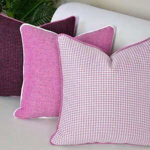 Woven pink linen pillow cover, Piping linen throw pillow cover, Linen cushion cover, Decorative pillow cover, Lumbars, Squares, Rectangles