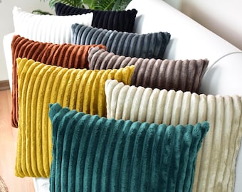 Trendy corduroy pillow cover, Throw lumbar and square pillow case, Corduroy cushion cover, Decorative indoor pillow cover, Any size options