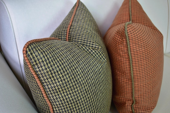 Modern Linen Throw Pillow Cover, Contrast Piping, All Sizes