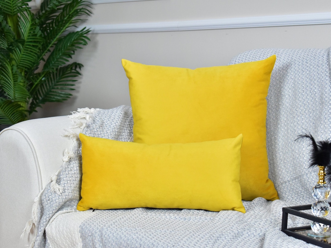 Yellow Velvet Pillow Cases of Any Size for the Bedroom Velvet Etsy