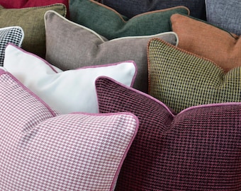 Linen Throw Pillow Cover, Contrast Piping, Decorative Cushion