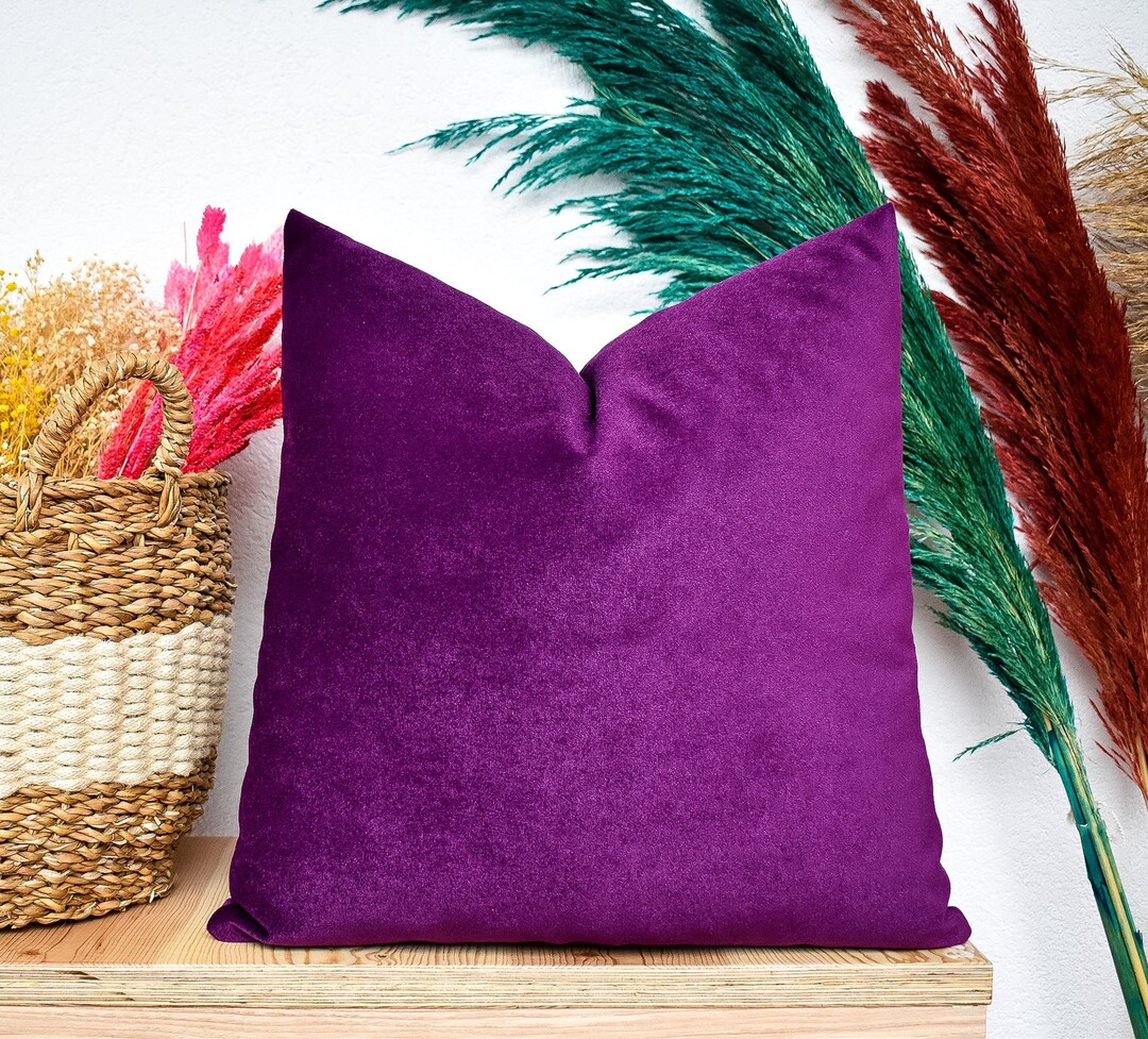 Purple Velvet Throw Pillow Cover Purple Velvet Euro Sham Etsy