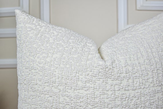 White Woven Linen Throw Pillow Cover, Soft Linen Euro Pillow Sham for Bedroom, Textured Linen Cushion Cover for Sofa, Soft Linen Pillow Case