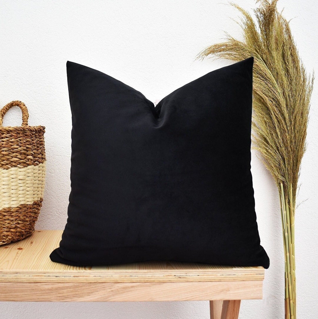 Black Velvet Pillow Cover, Black Velvet Euro Sham Cover, Housewarming