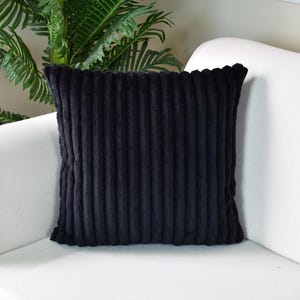 Black Pillow Cover, Corduroy Decorative Pillow Cover, Corduroy Bohemian Cushion Cover, Designer Corduroy Pillow Cover, Mother&#39;s Day Gift