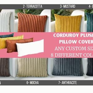 Fluffy Striped Corduroy Pillow Cover * Corduroy Lumbar Throw Pillow Cover * Corduroy Cushion * Any Size and Any Color Corduroy Pillow Covers