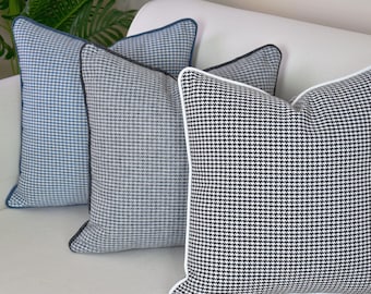 Velvet and Linen Pillow Cover with Corded Piping • Custom Sizes