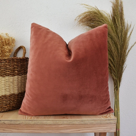 Dusty Rose Velvet Pillow Cover, Handmade Home Decor