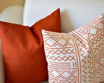 Funda de cojín para exterior color naranja quemado: cojín impermeable para jardín