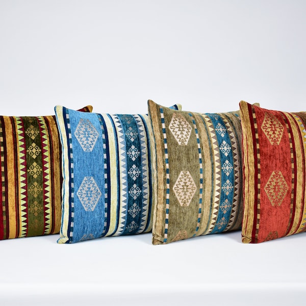 Boho türkischer Kilim Lendenkissenbezug, gewebtes Kissen