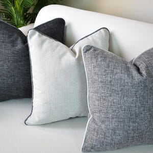 Natural Linen Throw Pillow Cover, Washable Linen Cushion Cover, Sofa and Bed Linen Pillow, Indoor Linen Pillow Cover, Custom Piping Color