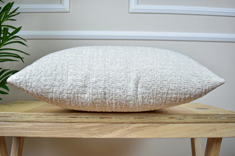 White Woven Linen Throw Pillow Cover, Soft Linen Euro Pillow Sham for Bedroom, Textured Linen Cushion Cover for Sofa, Soft Linen Pillow Case