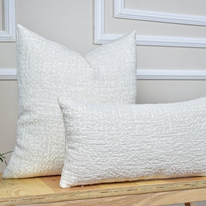 White Woven Linen Throw Pillow Cover, Soft Linen Euro Pillow Sham for Bedroom, Textured Linen Cushion Cover for Sofa, Soft Linen Pillow Case