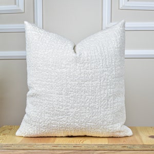 White Woven Linen Throw Pillow Cover, Soft Linen Euro Pillow Sham for Bedroom, Textured Linen Cushion Cover for Sofa, Soft Linen Pillow Case