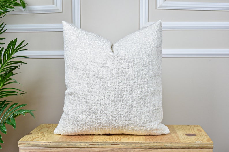 White Woven Linen Throw Pillow Cover, Soft Linen Euro Pillow Sham for Bedroom, Textured Linen Cushion Cover for Sofa, Soft Linen Pillow Case