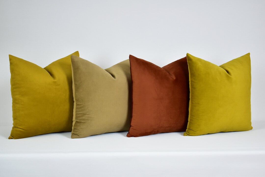 Mustard Velvet Pillow Cover, Velvet Throw Pillow, Velvet Euro Sham