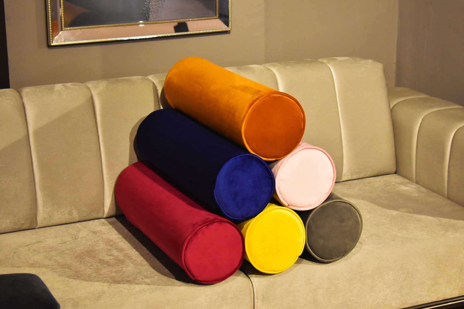 Luxury Velvet Bolster Throw Pillow Covercylindrical and Round Etsy