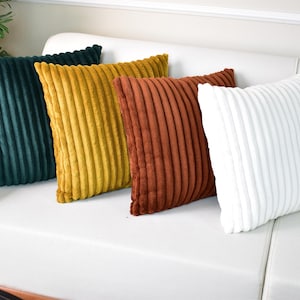 Modern Corduroy Throw Pillow Cover, Super Soft Cord Lumbar Pillow Case, Any Size Cozy & Comfy Ribbed Velvet Cushion Cover, Mother&#39;s Day Gift