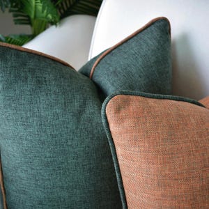 Linen Throw Pillow Cover: Color Edge Piping, Living Room Cushion