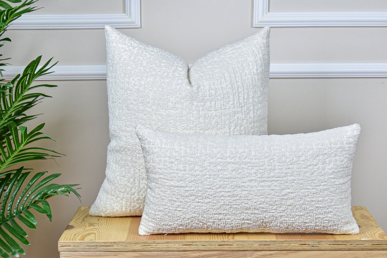 White Woven Linen Throw Pillow Cover, Soft Linen Euro Pillow Sham for Bedroom, Textured Linen Cushion Cover for Sofa, Soft Linen Pillow Case