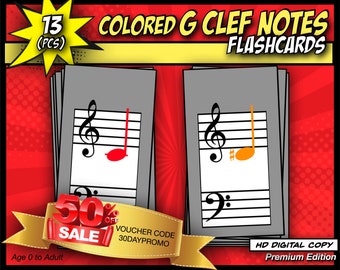 Basic Music Notes Flashcards| Treble Clef Notes | G Clef | Music Theory | Montessori Homeschool | Printable Resources | Instant Download
