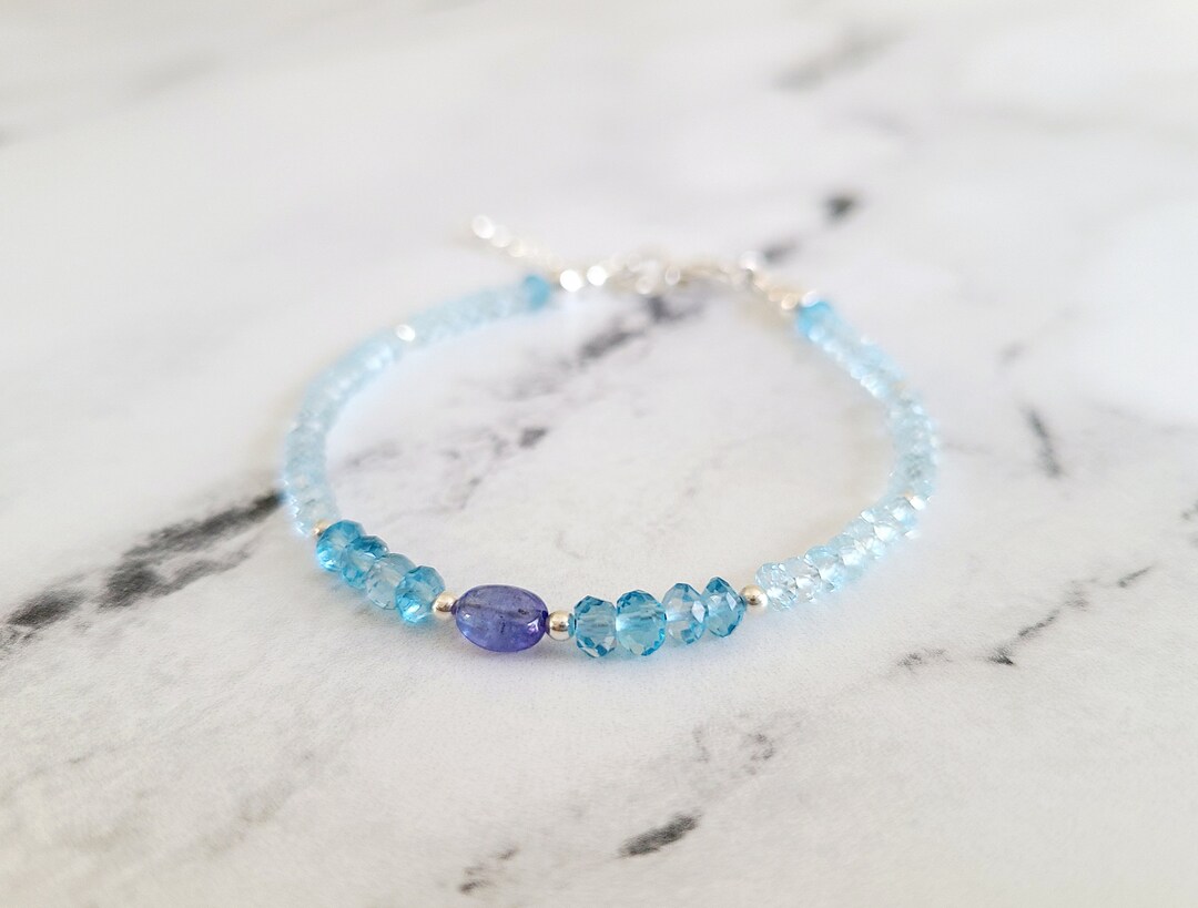 Clear Blue Topaz and Tanzanite Bracelet Sterling Silver - Etsy