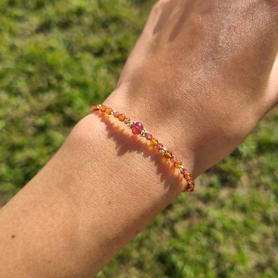 Red Garnet and Madeira Citrine Bracelet Gold Filled Clasp