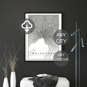 CUSTOM COLOR City Map, Personalised Map , Printable Map Wall Art, Instant Download Map of Your Location, Any Suburb, City, Map Gift, DIGITAL