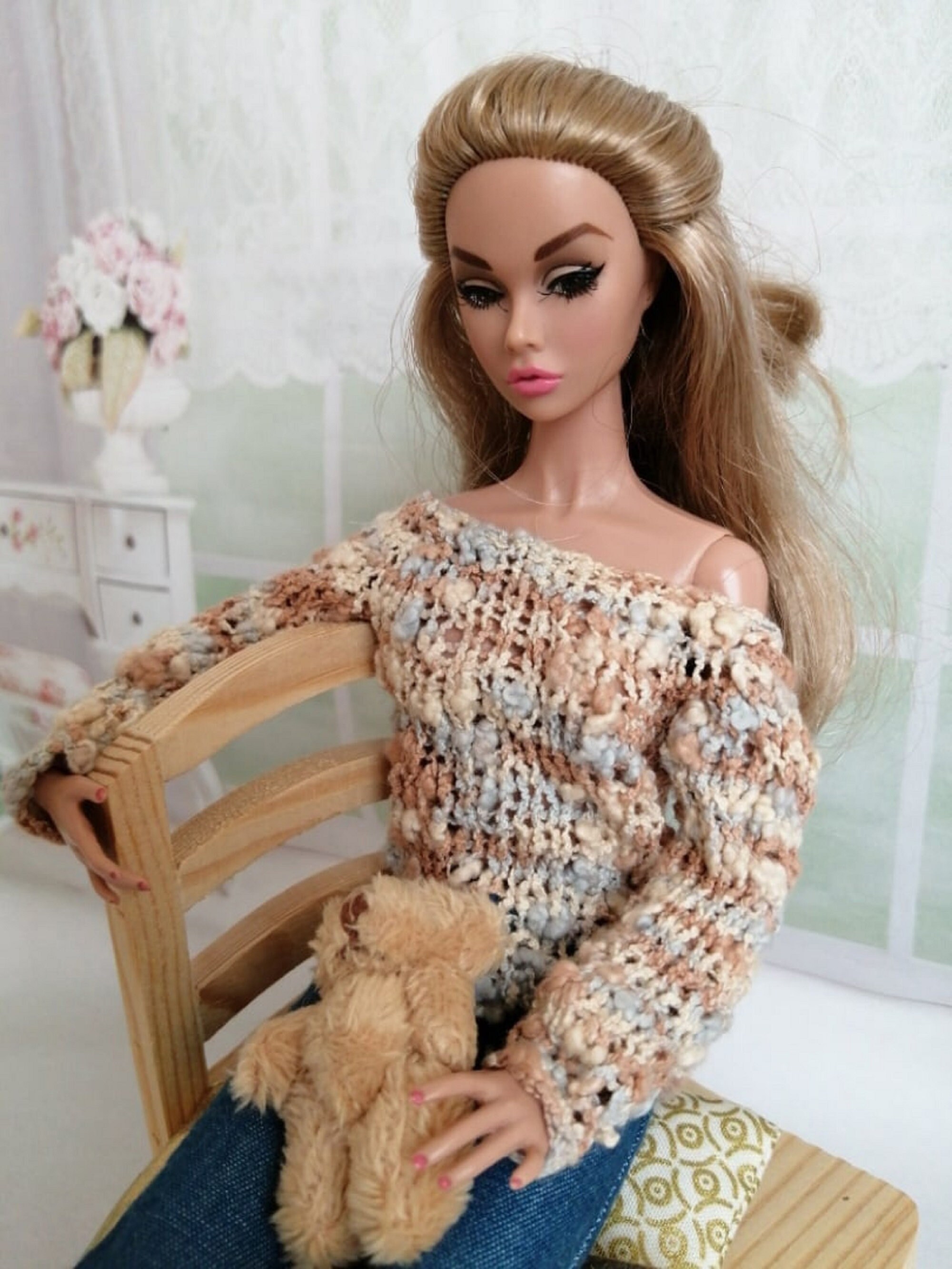 Barbie sweater Barbie clothes knitted sweater for Barbie Etsy