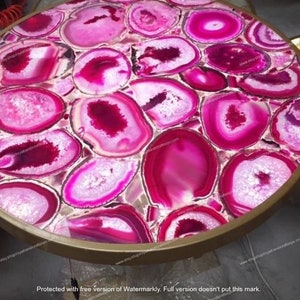 Pink Agate Coffee Tabletop, Agate Garden Tabletop, Agate Dining Table, Agate Round Conference Table For Office, Round Pink Agate Home Décor