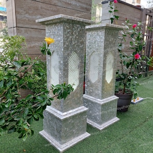 Festnight Classic Pedestal Pillar Plant Flower Plate Stand Home Decorative Party Garden Hallway Patio Yard Decor Column Pillar Suit for Both