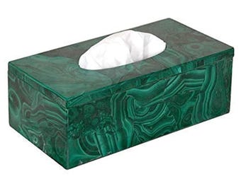 Luxury Malachite Tissue Box Cover: Handcrafted Stone Paper Holder
