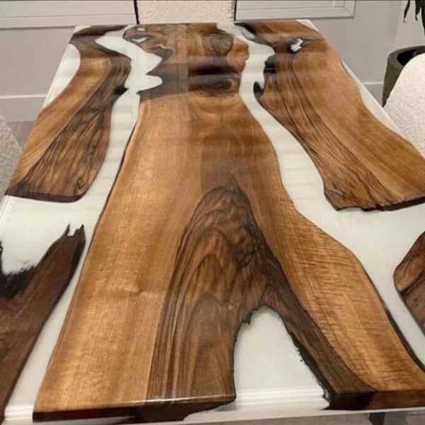 White Epoxy Table Tops, Handmade Furniture, Dining Room Table, Epoxy Sofa Table, Conference Table, Balcony Epoxy Table, Home Decors