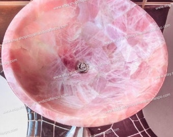 Luxury Natural Rose Quartz Agate Wash Basin For Bathroom & Kitchen Decor Handmade Countertop Sink Gift For Her Wedding Home Decor