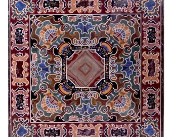 Marble Dining Center Tabletop Semi Precious Stones Pietra Dura Handmade Inlay Home Decor