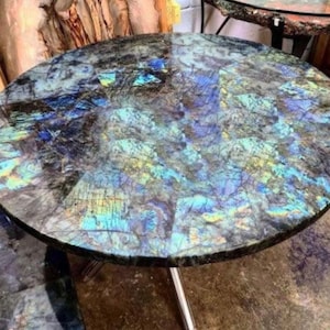 Labradorite Gems Stone Table Top for Coffee Table/Dining Table , Bed side Table, for Home and Office , Labradorite Gems Stone Coffee Table
