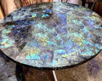 Labradorite Gems Stone Table Top for Coffee Table/Dining Table , Bed side Table, for Home and Office , Labradorite Gems Stone Coffee Table
