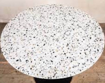 White Terrazzo Table Top for restaurants, gardens, balcony, round terrazzo coffee table top, long terrazzo dining tables, bar counter.