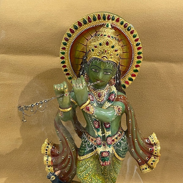 Jade Krishna Statue Etsy