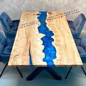 Epoxy Dining Table Top / Resin Table, Blue river table, Epoxy table top, Wooden coffee table, Natural wood Table Top in Epoxy Resin