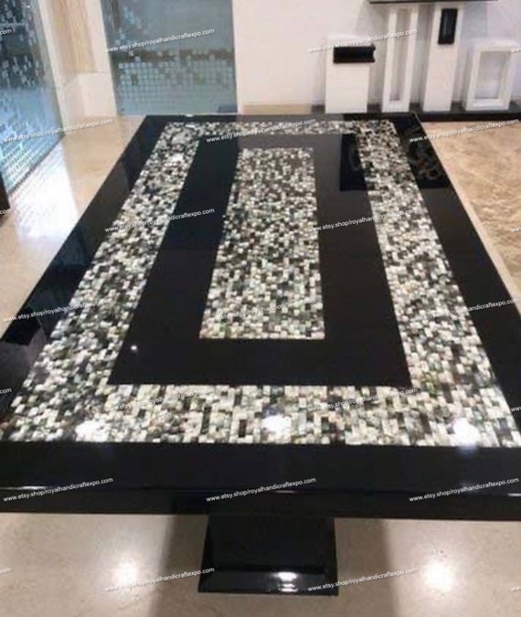 Marble inlay dining table tops deals