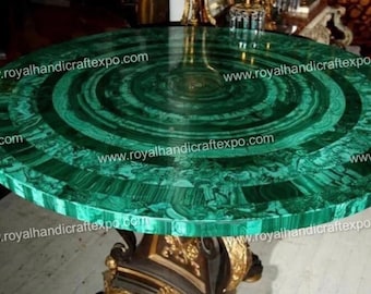 Malachite Marble Table Top Handmade Pietra Dura Work Home Decor