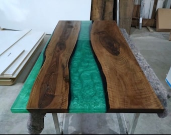 Live Edge acacia Epoxy Table Top: Custom Resin River Desk
