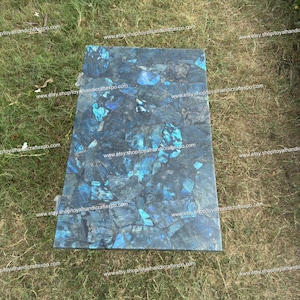 Labradorite Tabletop: Handmade Agate Dining or Coffee Table