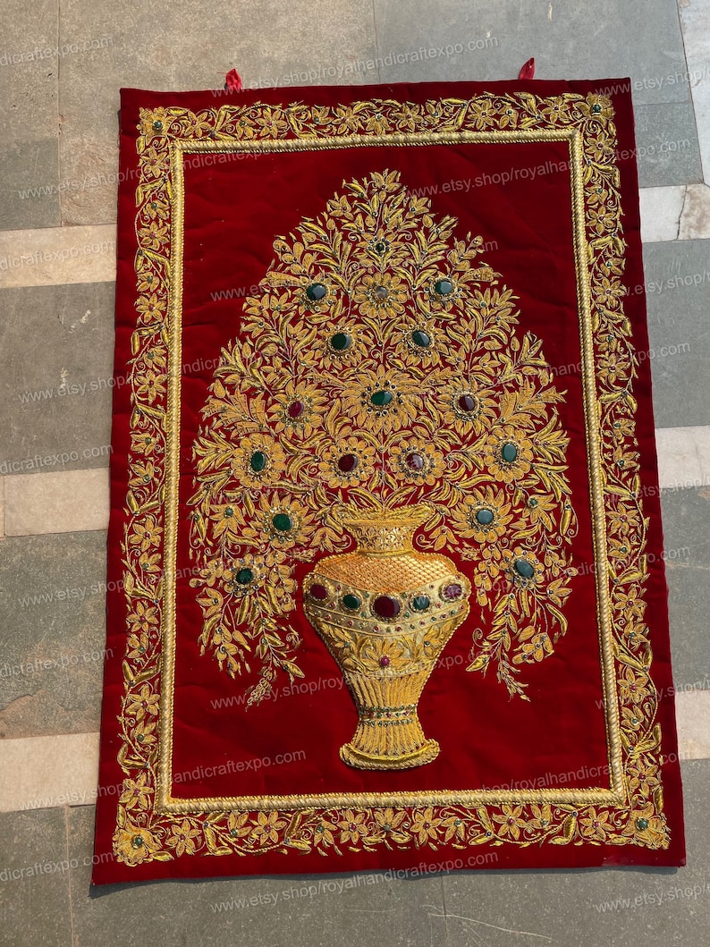 Jewel Carpet. Zardozi Embroidery. Wall Hanging.wall Hanging Etsy