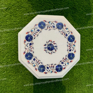 Marble Side Table End Table Coffee Table Inlay Art for Home Decor with wooden stand.
