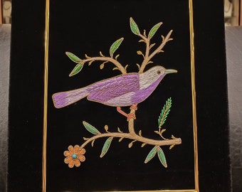 Embroidery Panel Parrot Bird Panel for Wall Décor ,Wall Mounting Embroidery Bird Panel , Zardozi Work Home Décor Christmas Gifts